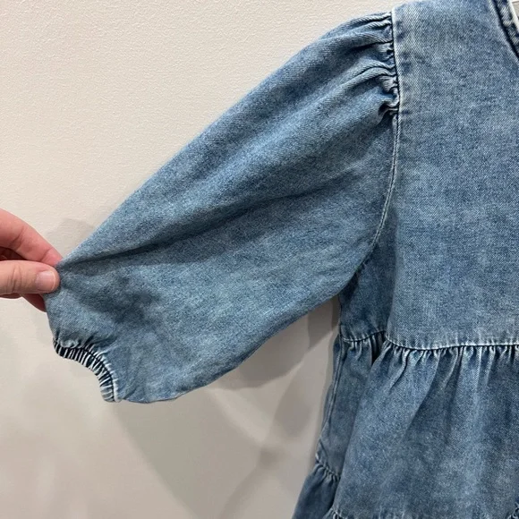 Next Blue Denim Tiered Dress - Picture 3 of 7